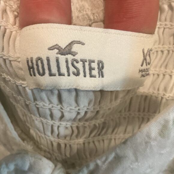 Hollister Womens Cropped Babydoll Top Size XS White Floral Coquette Cottagecore - Picture 2 of 7